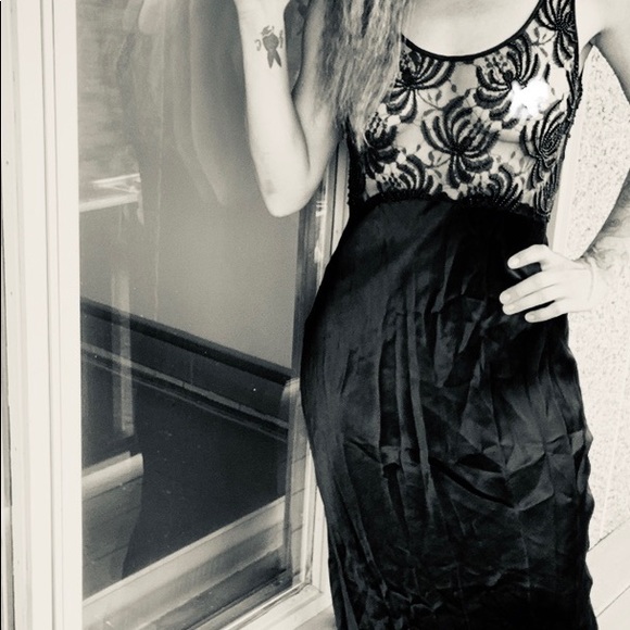 Vintage 90’s beaded black maxi dress SZ M - Picture 9 of 9